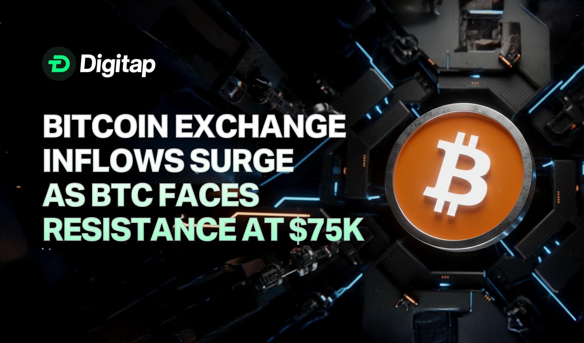 Bitcoin Exchange Inflows Surge as BTC Faces Resistance at $75K