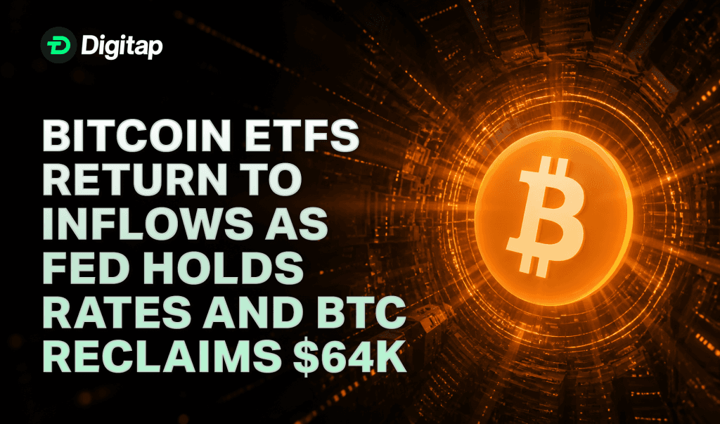 Bitcoin ETFs Return to Inflows as Fed Holds Rates and BTC Reclaims $64K