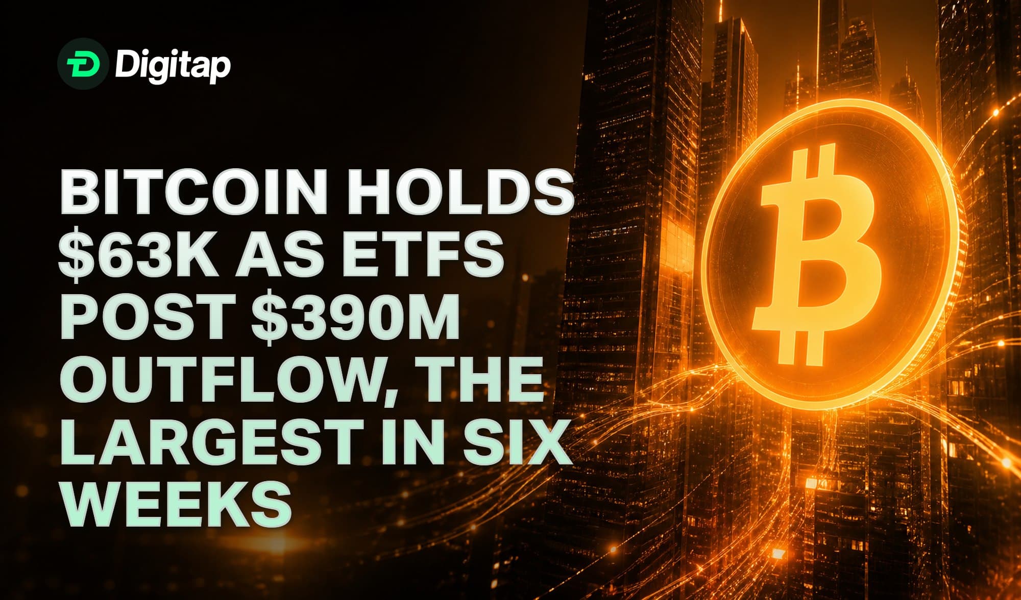 Bitcoin Holds $63K as ETFs Post $390M Outflow, the Largest in Six Weeks