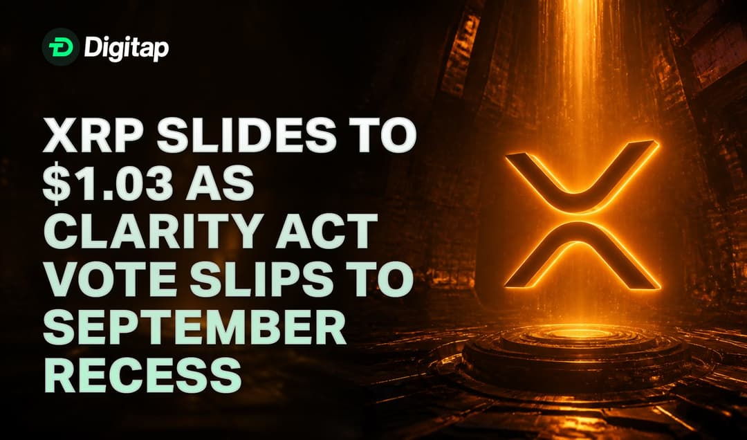 XRP Slides to $1.03 as CLARITY Act Vote Slips to September Recess