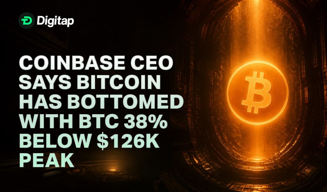 Coinbase CEO Says Bitcoin Has Bottomed With BTC 38% Below $126K Peak