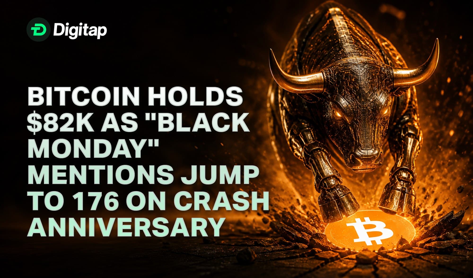 Bitcoin Holds $82K as "Black Monday" Mentions Jump to 176 on Crash Anniversary