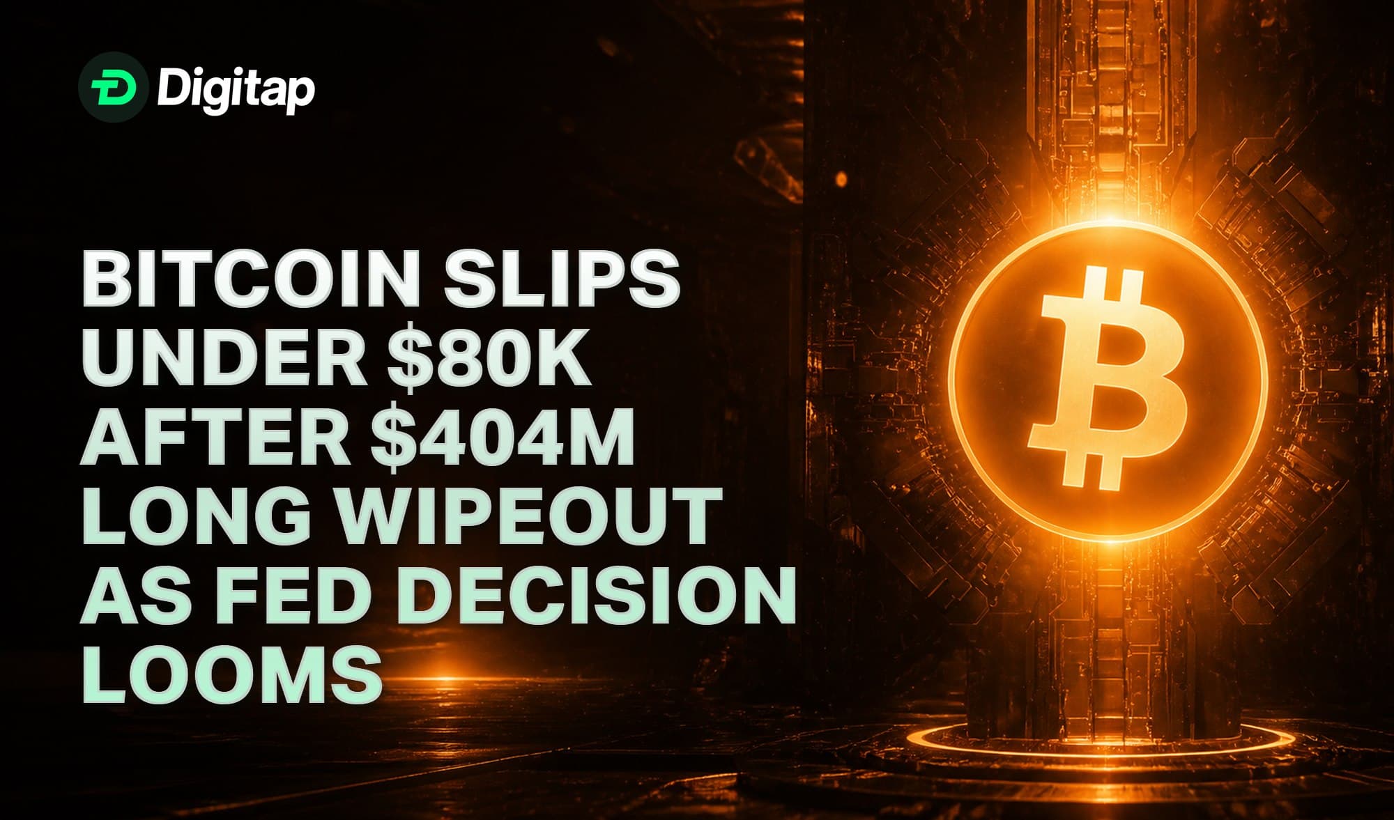 Bitcoin Slips Under $80K After $404M Long Wipeout as Fed Decision Looms